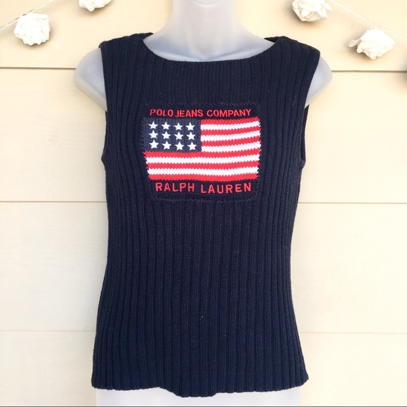 Polo Ralph Lauren Tops - Vintage Polo Jeans Ralph Lauren Dark Blue Knit Top